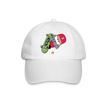 Neon Skate Panda Grafik - Baseballkappe - Weiß/Weiß - Vorne