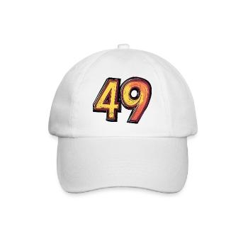 49 Zahl Bunt - Baseballkappe - Weiß/Weiß - Vorne