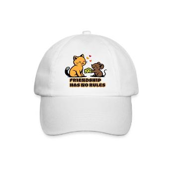 Freundschaft Ohne Regeln Katze Maus - Baseballkappe - Weiß/Weiß - Vorne