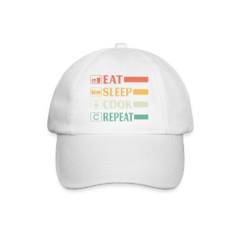 Funny Chef Head Chef Baker Chef Eat Sleep Cook Rep - Baseball Cap - white/white - Front
