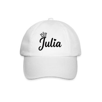 Julia Name Krone Herz Kalligraphie personalisiert - Baseballkappe - Weiß/Weiß - Vorne