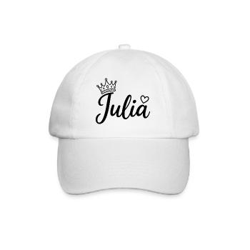 Julia Name Krone Herz Kalligraphie personalisiert - Baseballkappe - Weiß/Weiß - Vorne
