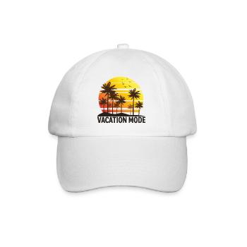 Vacation Mode Retro Palmen Sonnenuntergang Strand - Baseballkappe - Weiß/Weiß - Vorne