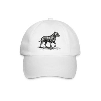 Pitbull Sketch – Minimalistisches Hund Design - Baseballkappe - Weiß/Weiß - Vorne
