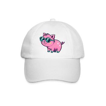 Cute Chic Pig Sunglasses - Baseball Cap - white/white - Front