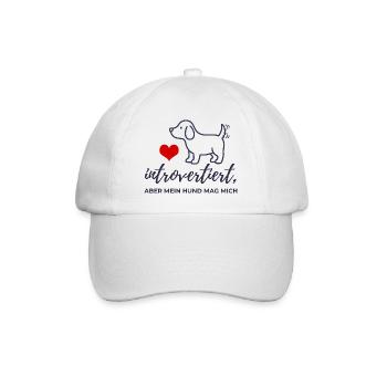  Introvertiert aber mein Hund mag mich Design - Baseballkappe - Weiß/Weiß - Vorne