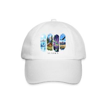 Voyage de vacances en Alaska – Motif de la nature sauvage et des aurores boréales - Casquette classique - blanc/blanc - Devant