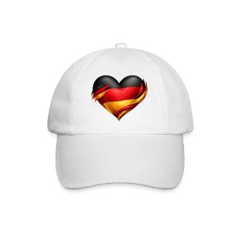 Deutschland Herz Fan  - Baseballkappe - Weiß/Weiß - Vorne