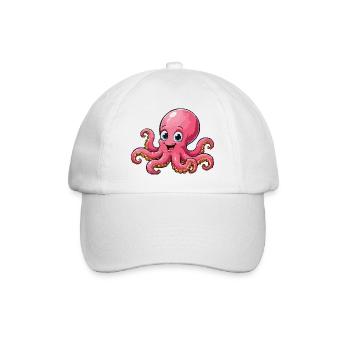 Cuddly Pink Octopus Cartoon - Baseball Cap - white/white - Front