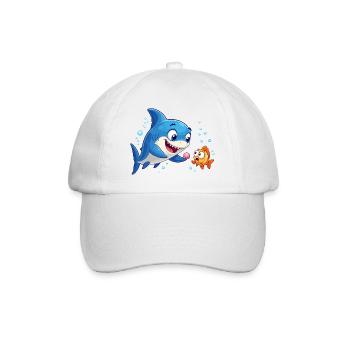 Blue basking shark meets goldfish - Baseball Cap - white/white - Front