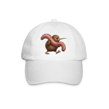 Kiwi with pink worm - Baseball Cap - white/white - Front