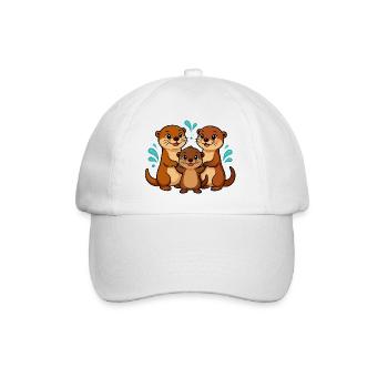 Lustige Otterfamilie - Baseballkappe - Weiß/Weiß - Vorne