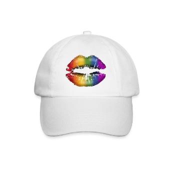 Lèvres embrassables avec du rouge à lèvres LGBTQ Rainbow - Casquette classique - blanc/blanc - Devant