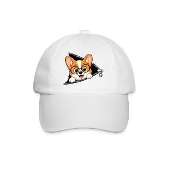 Corgi Hund Reißverschluss - Baseballkappe - Weiß/Weiß - Vorne