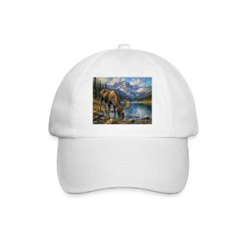 Alpen-Elch am Bergsee - Baseballkappe - Weiß/Weiß - Vorne