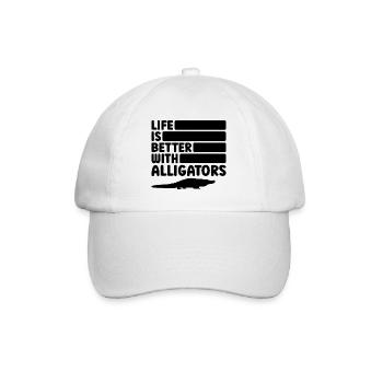 Alligator Silhouette Reptilienfan - Baseballkappe - Weiß/Weiß - Vorne