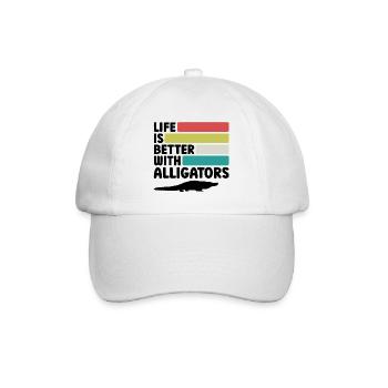 Alligator Retro Reptilienfan - Baseballkappe - Weiß/Weiß - Vorne