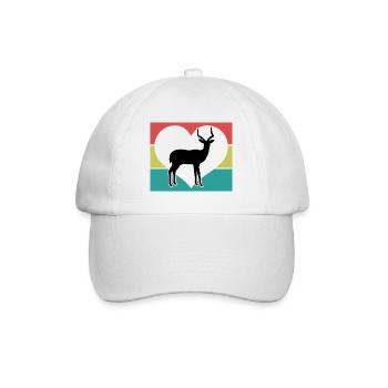 Antilope Herz Vintage Silhouette - Baseballkappe - Weiß/Weiß - Vorne