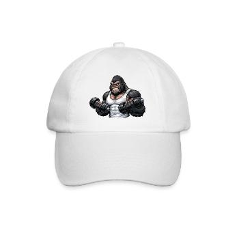 Muskulöser Gorilla beim Bodybuilding - Baseballkappe - Weiß/Weiß - Vorne