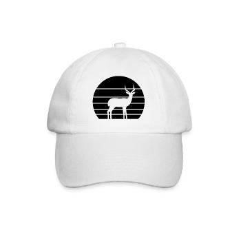 Antilope Retro Silhouette – Safari Tiermotiv - Baseballkappe - Weiß/Weiß - Vorne