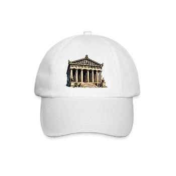 Klassischer Tempel Parthenon Grafik - Baseballkappe - Weiß/Weiß - Vorne