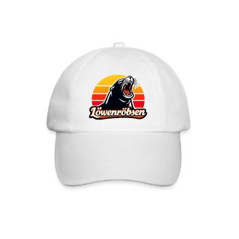 Löwenroarer Sonnenuntergang Logo - Baseballkappe - Weiß/Weiß - Vorne