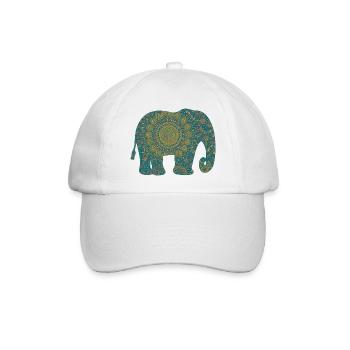 Motif d’éléphant mandala en sarcelle - Casquette classique - blanc/blanc - Devant
