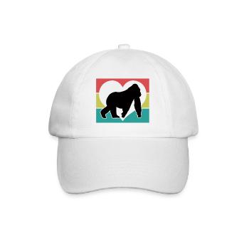 Retro Monkey Silhouette Heart - Baseball Cap - white/white - Front