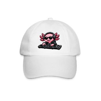 Axolotl Beats – Süßer Axolotl als DJ - Baseballkappe - Weiß/Weiß - Vorne