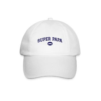 Super Papa Schnurrbart - Baseballkappe - Weiß/Weiß - Vorne