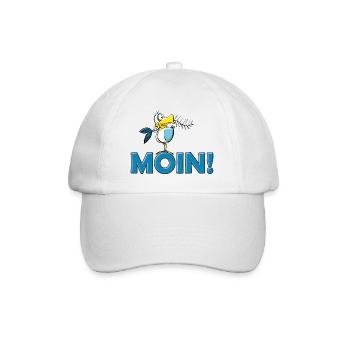 lustige Moin Möwe mit Gräte - Baseballkappe - Weiß/Weiß - Vorne
