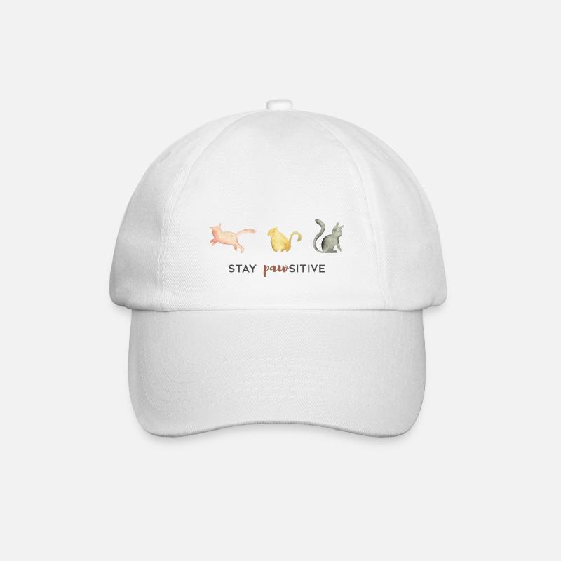 Stay pawsitive / stay positive / Bleib positiv - Baseballkappe - Weiß/Weiß