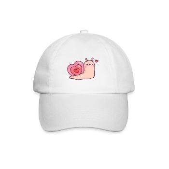 Cute Snail With Heart Shaped Shell - Baseball Cap - white/white - Front