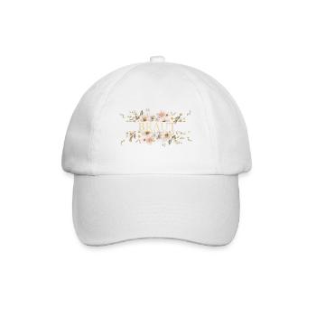 Team Braut! Blumen-Boho-Beige, personalisierbar - Baseballkappe - Weiß/Weiß - Vorne