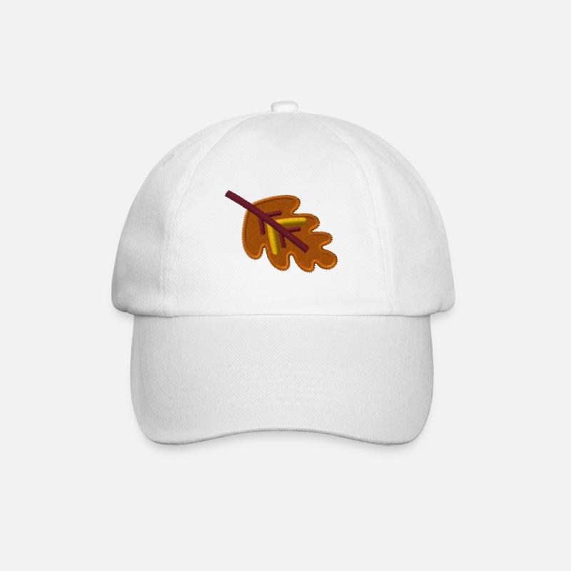 Eichenblatt bestickt - Baseballkappe - Weiß/Weiß