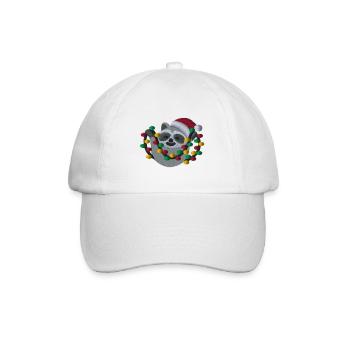 Weihnachtswaschbär mit Lichterketten - Baseballkappe - Weiß/Weiß - Vorne
