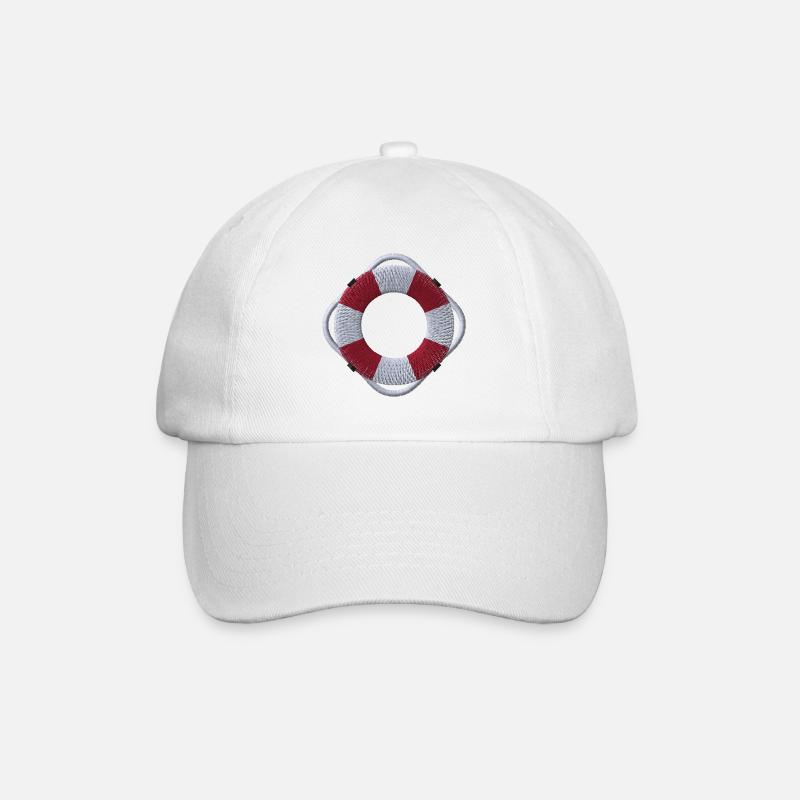 Rettungsring bestickt - Baseballkappe - Weiß/Weiß