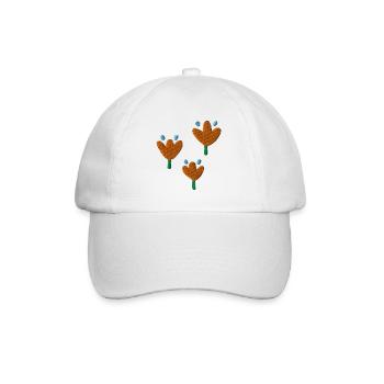 Tulpen bestickt - Baseballkappe - Weiß/Weiß - Vorne
