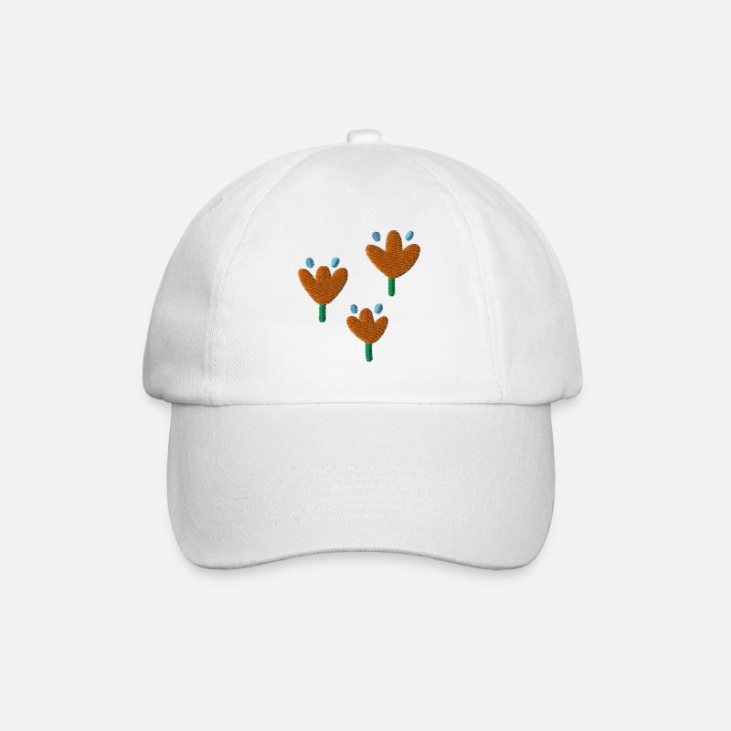 Tulpen bestickt - Baseballkappe - Weiß/Weiß
