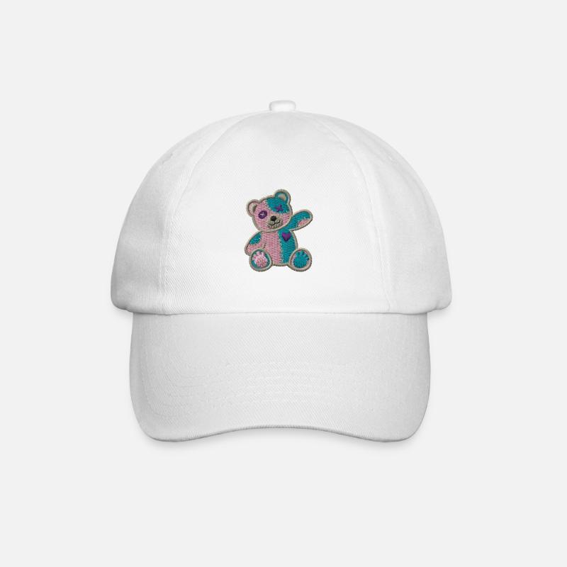 Patch Teddy Bear - Baseball Cap - white/white