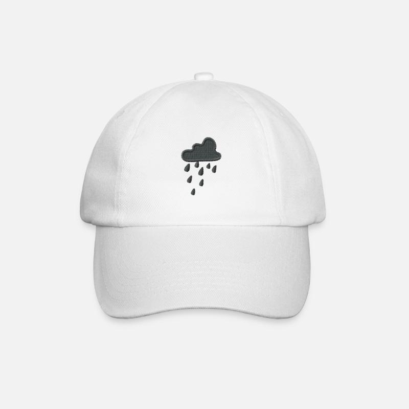 Regenwolke bestickt - Baseballkappe - Weiß/Weiß