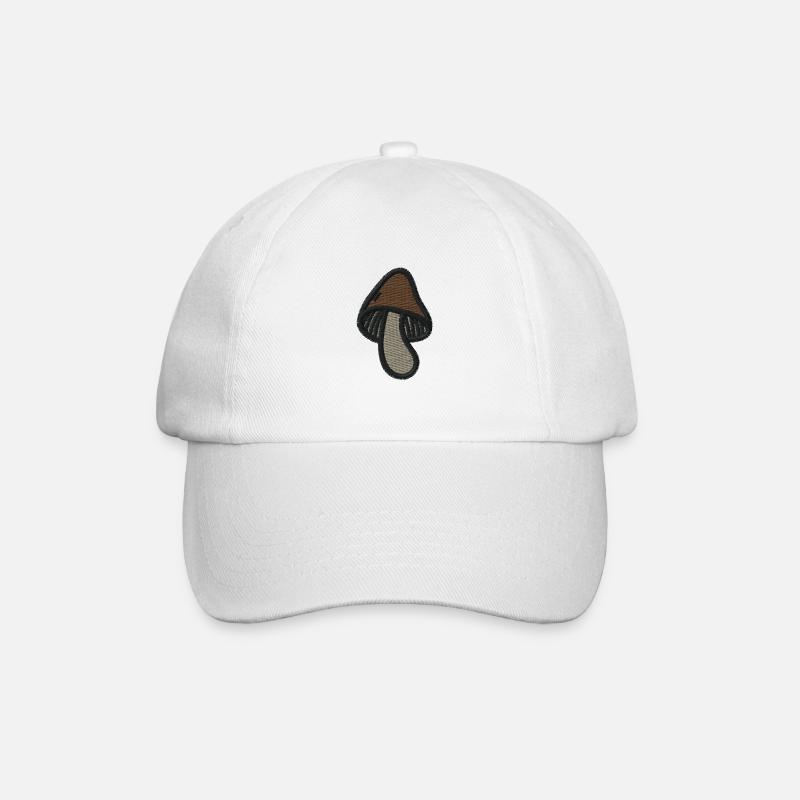 Pilz bestickt - Baseballkappe - Weiß/Weiß