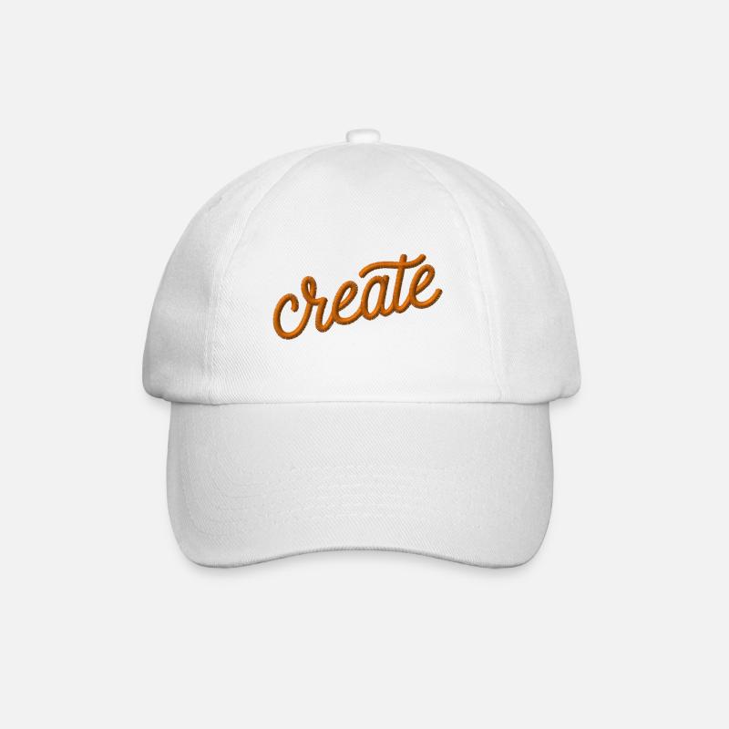 Schriftzug create bestickt - Baseballkappe - Weiß/Weiß