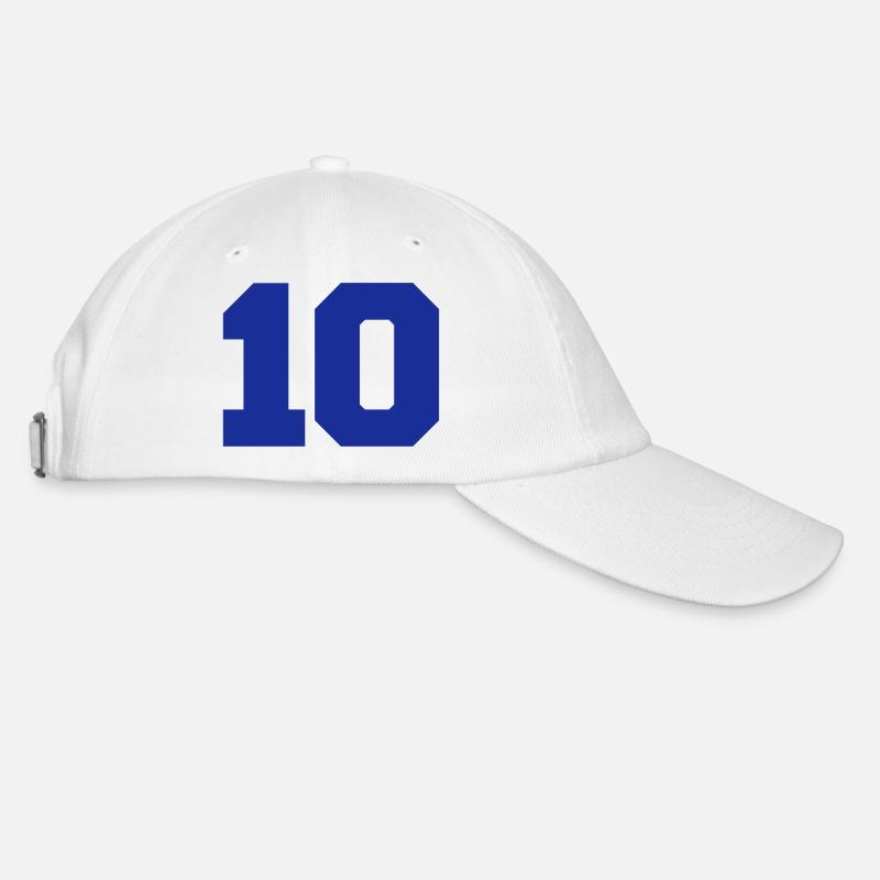 10, Zahlen, Nummer, Rückennummer - Baseballkappe - Weiß/Weiß