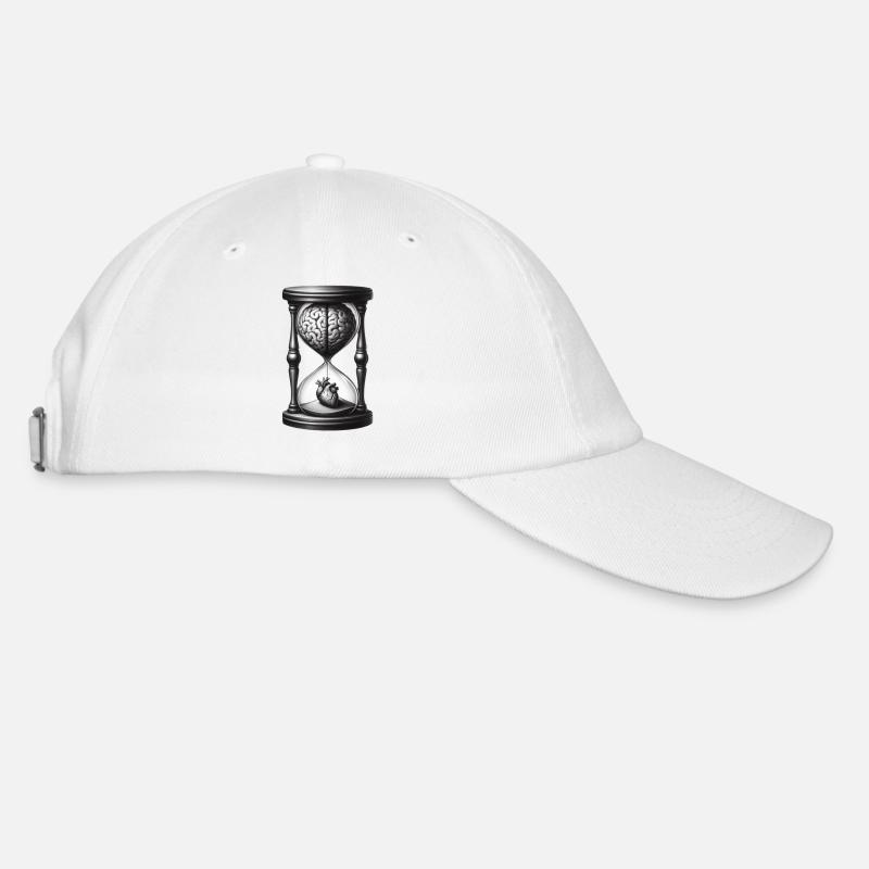 Sanduhr-Hirn-Herz 🧠🫀 - Baseballkappe - Weiß/Weiß