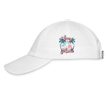 Vacay Mode Sommer Urlaub Palmen Wellen Retro - Baseballkappe - Weiß/Weiß - Links
