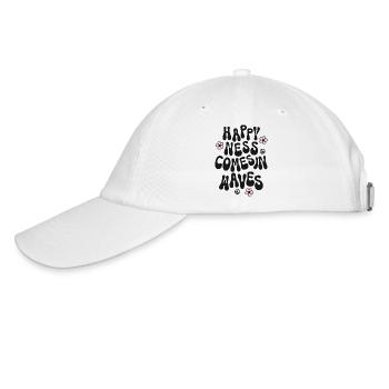 Happiness comes in Waves Spruch Trendy Retro Peace - Baseballkappe - Weiß/Weiß - Links