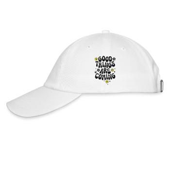 Good things are coming saying Trendy Retro Peace - Baseball Cap - white/white - Left