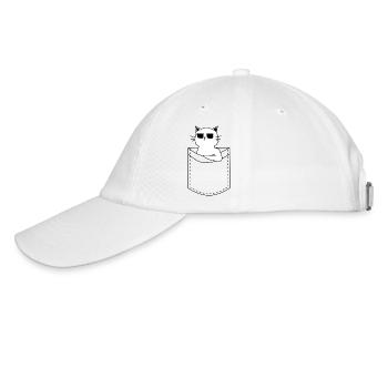 Pocket Cat mit Sonnenbrille - Baseballkappe - Weiß/Weiß - Links
