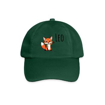 Fuchs Leo - Mein Name ist Leo - Süßes Waldtier - Baseballkappe - Flaschengrün - Vorne